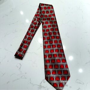 David Taylor Red and Black Geometric Tie